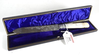 Lot 201 - A late Victorian cake knife, having a silver...