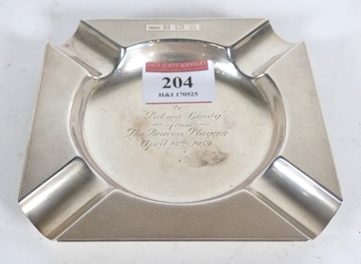 Lot 204 - An Art Deco style silver ashtray, of canted...