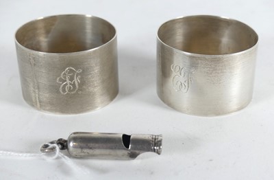 Lot 205 - A late Victorian silver whistle, 3.5cm;...