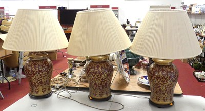Lot 144 - A set of three contemporary pottery table...