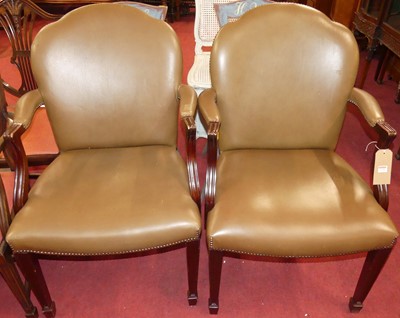 Lot 1294 - A pair of contemporary mahogany, brass studded...