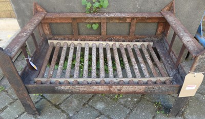 Lot 1326 - A cast iron fire basket, width 68.5cm, depth 41cm