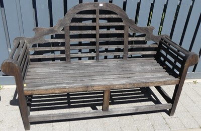 Lot 1331 - A contemporary slatted teak...
