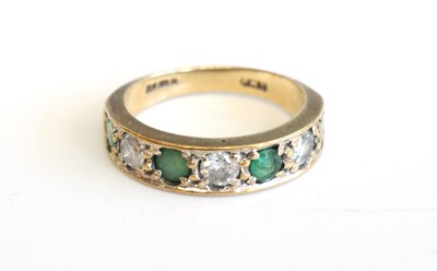 Lot 283 - A 9ct gold emerald and white sapphire set half...