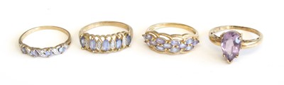 Lot 286 - Four various modern 9ct gold semi-precious set...