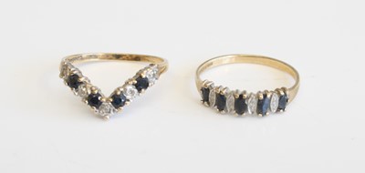 Lot 298 - A modern 9ct gold sapphire and diamond point...