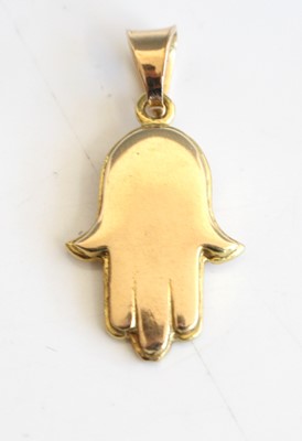 Lot 308 - A modern 14ct gold hand pendant, 1.8g
