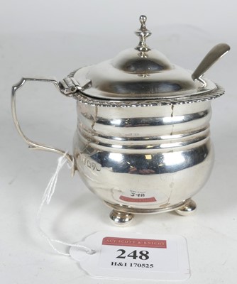 Lot 248 - A George V silver mustard of oval bombe form...
