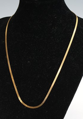 Lot 316 - A modern Italian 9ct gold flat link necklace,...
