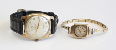 Lot 323 - A Hefik vintage 9ct gold cased gent's manual...