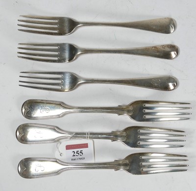 Lot 255 - A set of three Victorian silver table forks in...