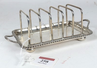 Lot 258 - A late Victorian silver toast rack having five...