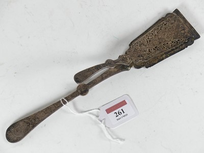Lot 261 - A pair of Victorian silver asparagus tongs...