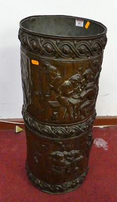 Lot 467 - A Dutch pressed metal stickstand, having a tin...