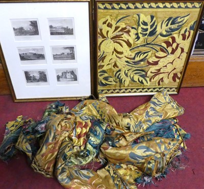 Lot 492 - A collection of floral stitched silk panels;...