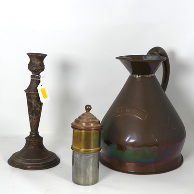 Lot 496 - A 19th century copper gallon jug; together...