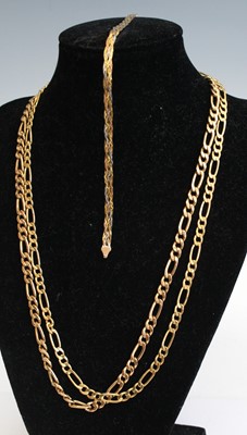 Lot 339 - A 9ct gold curb link necklace, 50cm, together...
