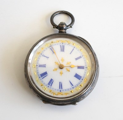 Lot 355 - A continental silver case open face pocket...