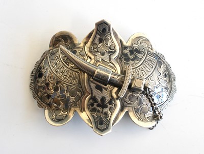 Lot 364 - A Russian silver and niello belt buckle united...