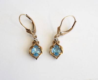 Lot 379 - A pair of Australian 10ct yellow gold and blue...