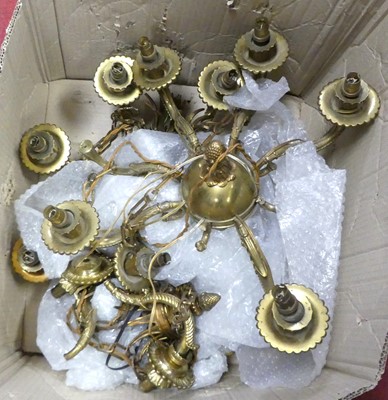 Lot 537 - A pair of brass eight branch electroliers, dia....