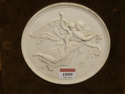 Lot 1099 - A parian porcelain relief plaque, dia.15cm, on...