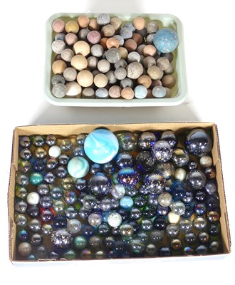 Lot 403 - A collection of glass marbles, and various...
