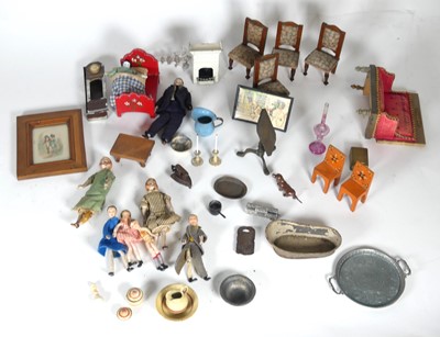 Lot 413 - A collection of dolls house furniture and...