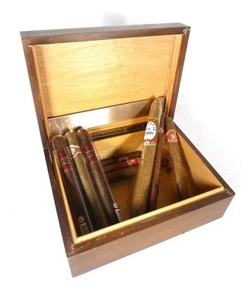 Lot 432 - A walnut and cedar lined humidor, containing a...