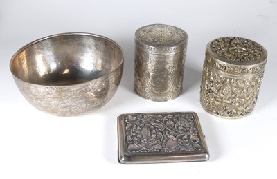 Lot 433 - An Indian white metal box and cover of...