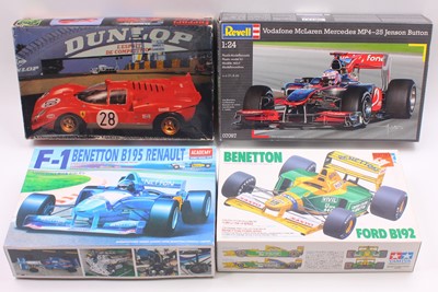 Lot 599 - Tamiya/Revell 1/20 and 1/24 scale group of 4...