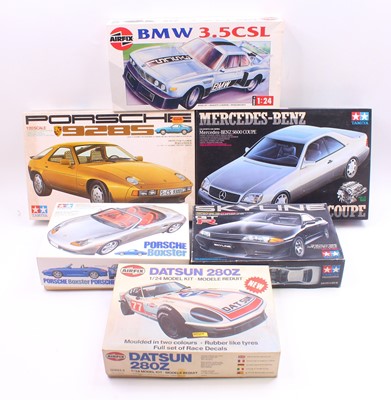 Lot 707 - Six boxed Tamiya and Airfix mixed scale racing...