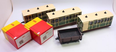 Lot 29 - Six G gauge 45mm wagons and coaches to include...