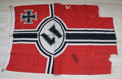 Lot 3047 - A German Kriegsmarine battle flag, red cotton...