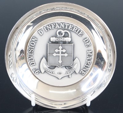 Lot 3293 - A French silver plated dish, the base inset...