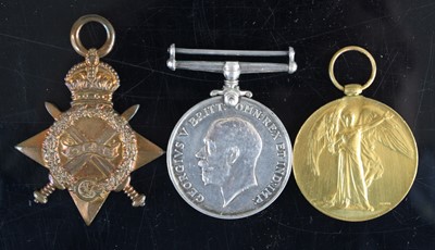 Lot 3264 - A trio of WW I medals to include 1914-15 Star,...