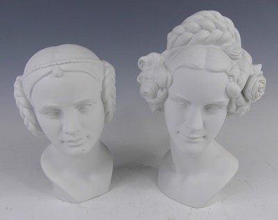Lot 58 - Two Goebel parian female portrait busts, each...