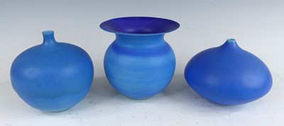 Lot 66 - A collection of three bulbous studio pottery...