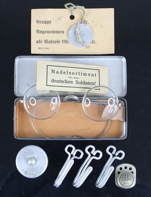 Lot 3094 - A pair of German spectacles, having circular...