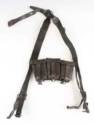 Lot 3110 - A German Third Reich Y-strap, in black leather...