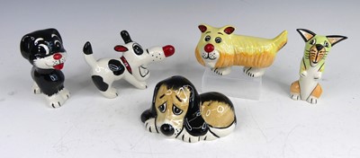 Lot 90 - Lorna Bailey - five dogs, glazed ceramic, each...