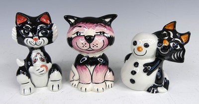 Lot 95 - Lorna Bailey - three seated cats, the include...