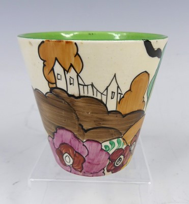 Lot 26 - A 1930s Clarice Cliff squat conical beaker,...