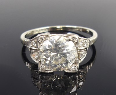 Lot 2115 - A white metal diamond solitaire...