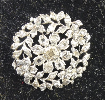 Lot 2108 - A George III white metal diamond floral brooch,...