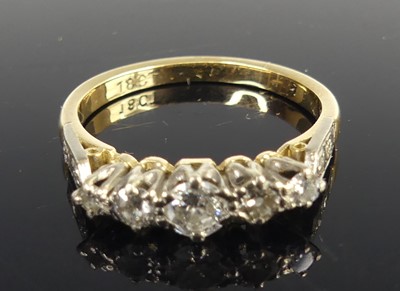 Lot 2101 - A yellow and white metal diamond five-stone...