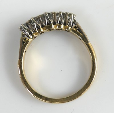 Lot 2101 - A yellow and white metal diamond five-stone...