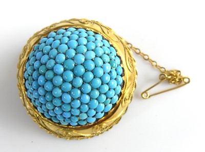 Lot 2111 - A late Victorian yellow metal turquoise target...