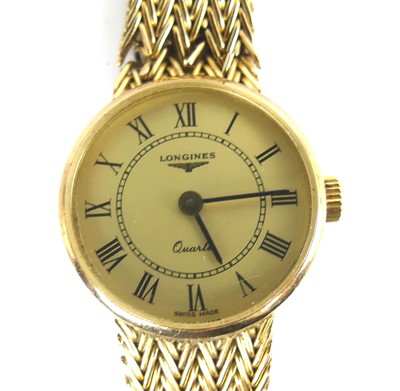 Lot 2136 - A 9ct yellow gold lady's Longines quartz...