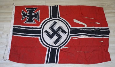 Lot 3139 - A German Kriegsmarine battle flag, red cotton...